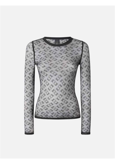 Maglia a maniche lunghe in pizzo trasparente Monogram PINKO | Maglie | 103711 A21JZ99